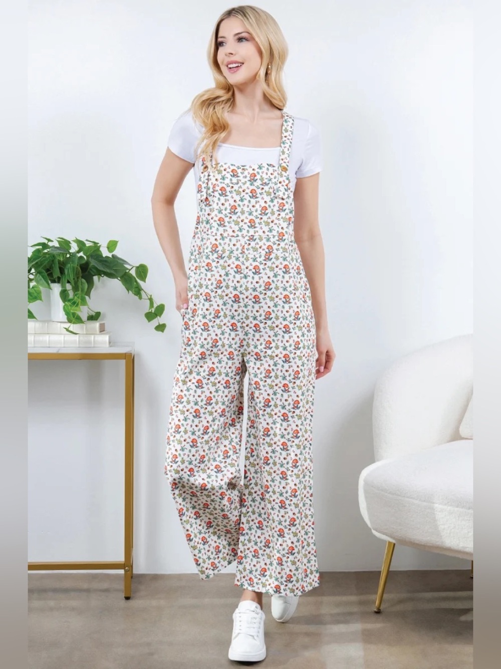 L.A Soul Retro Mushroom Corduroy Wide Leg Overalls